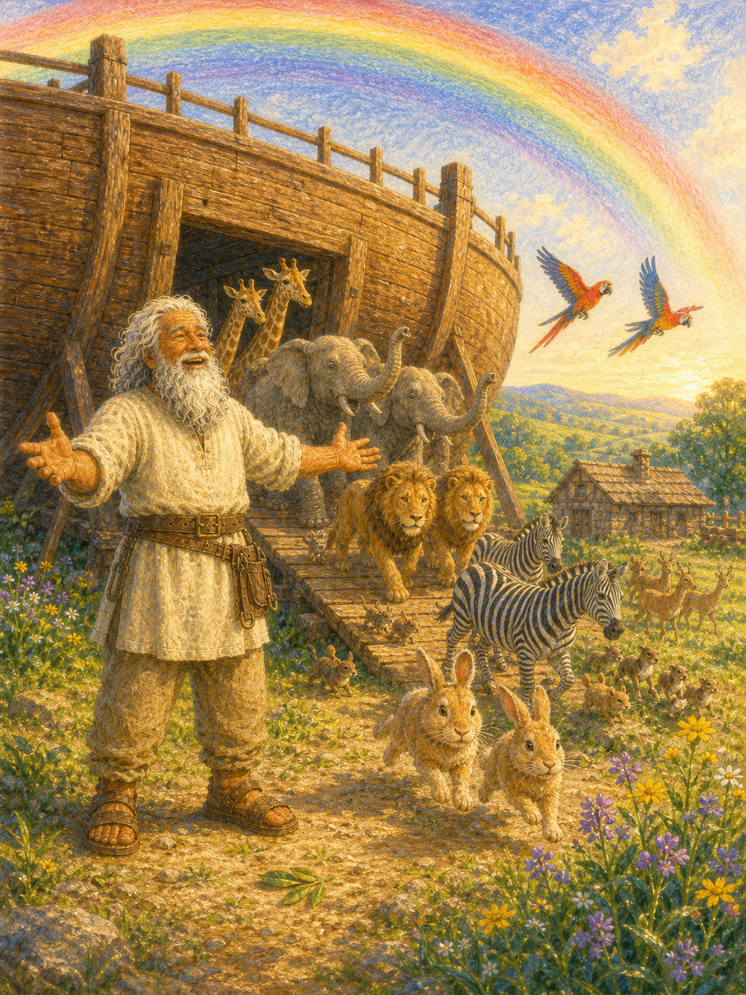 verhaal van Noach's ark voor kinderen — illustratie pagina 15