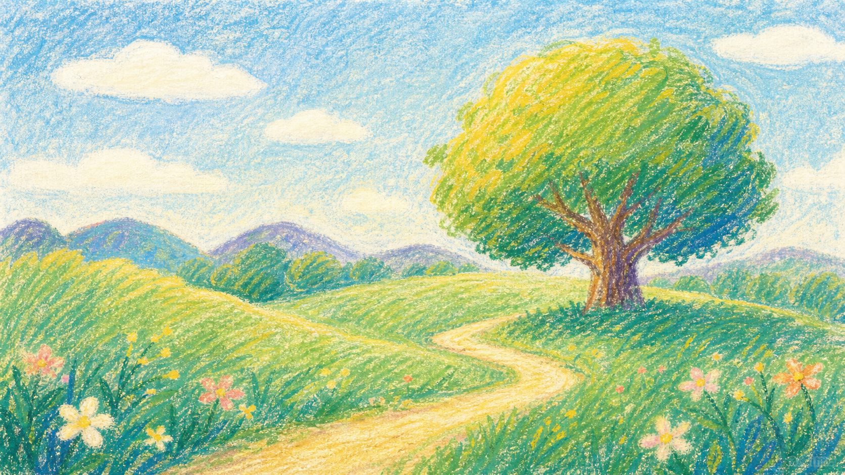 Crayon and oil pastel children's book illustration styles in Readkidz