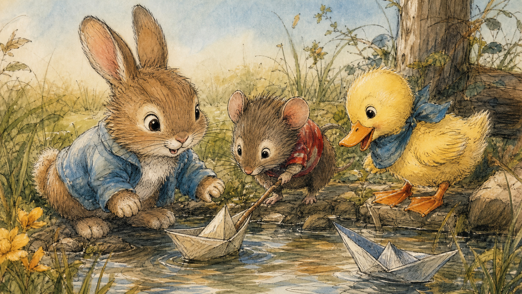 Watercolor Furry Animals — a children's book illustration style in Readkidz