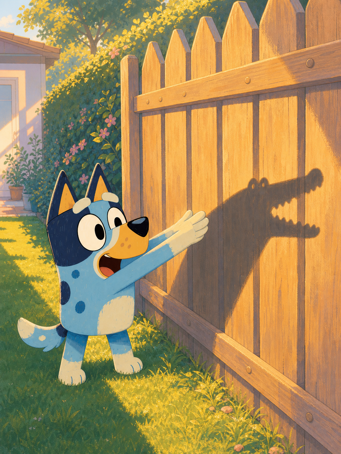 Bluey a Bingo příběh se stíny (ukázka IP — neindexovat) — ilustrace na straně 4