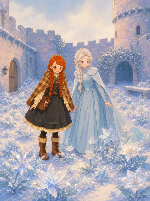 Storia del giardino di neve di Elsa e Anna (IP demo — non per indicizzazione) — copertina del libro illustrato gratuito