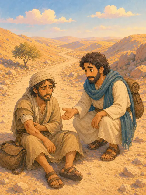 قصة السامري الصالح للأطفال — غلاف كتاب مصور مجاني